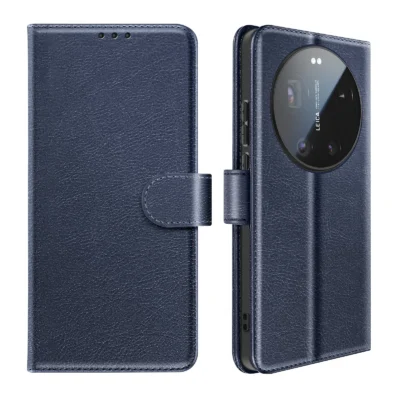 Funda de Cuero en Libro para Xiaomi 17 Ultra - Azul