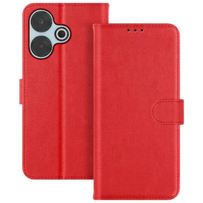 Funda de Cuero en Libro para Xiaomi Redmi 13 - Rojo
