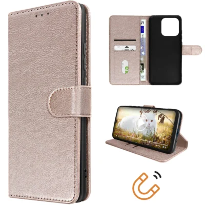 Funda de Cuero en Libro para Xiaomi Redmi 12C - Rosa