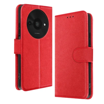 Funda de Cuero en Libro para Xiaomi Redmi A3 - Rojo