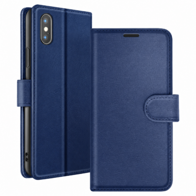 Funda de Cuero en Libro para iPhone XS Max - Azul
