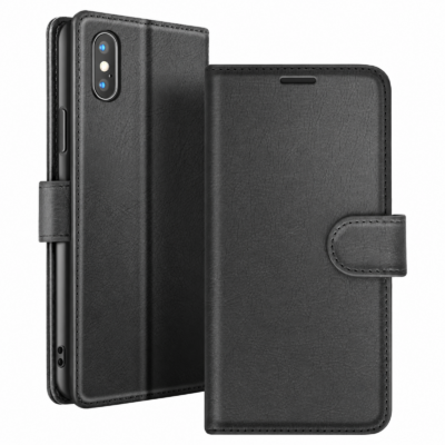 Funda de Cuero en Libro para iPhone XS Max - Negro