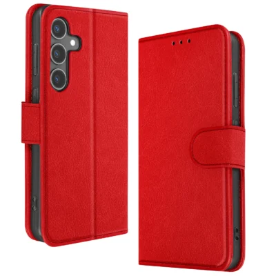 Funda de Cuero en Libro para Samsung Galaxy S24 - Rojo