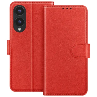 Funda de Cuero en Libro para Samsung Galaxy S25 Edge - Rojo