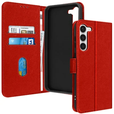 Funda de Cuero en Libro para Samsung Galaxy S23 - Rojo