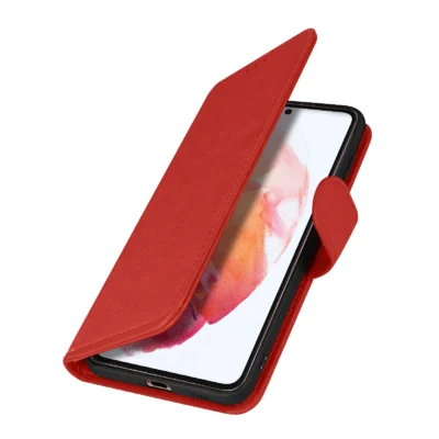 Funda de Cuero en Libro para Samsung Galaxy S21 FE - Rojo