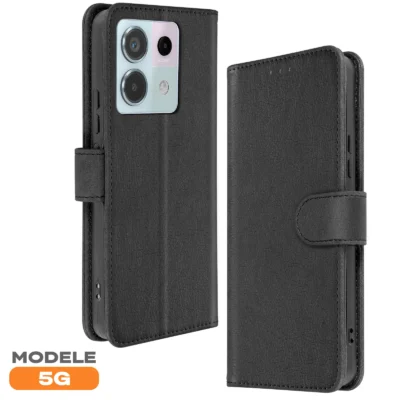 Funda de Cuero en Libro para Xiaomi Redmi Note 13 Pro 5G - Negro