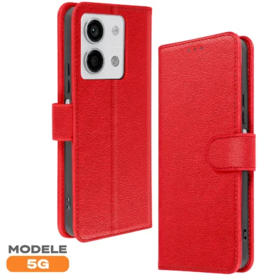 Funda de Cuero en Libro para Xiaomi Redmi Note 13 5G - Rojo