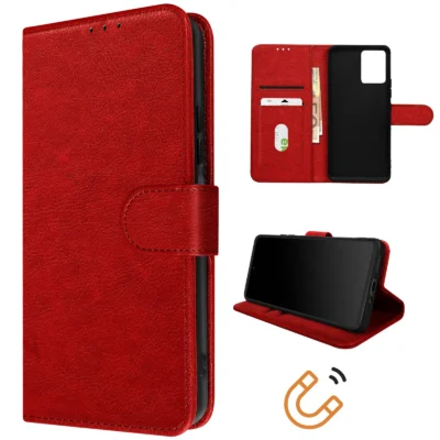 Funda de Cuero en Libro para Xiaomi Redmi Note 12 Pro 5G - Rojo