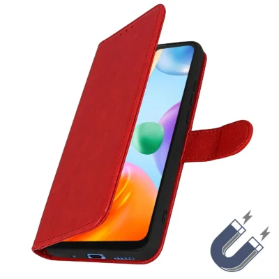 Funda de Cuero en Libro para Xiaomi Redmi 10C - Rojo